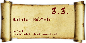 Balaicz Bónis névjegykártya